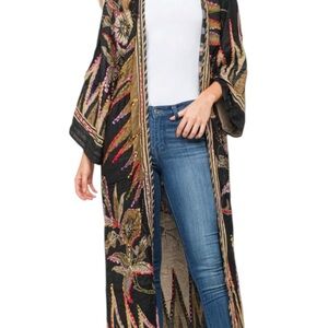 RAJ MEGHAN BLACK GOLD THICK STITCH EMBROIDERED DUSTER